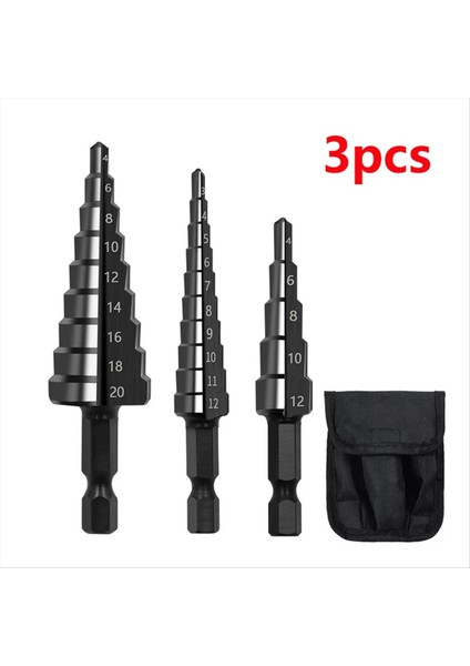 3pcs 3-12MM 4-12MM 4-20MM Hss Düz Olye Adım Matkap Bit Seti Ahşap Metal Delik Kesici Çekirdek Matkap Bit Seti (Yurt Dışından) fiyatları
