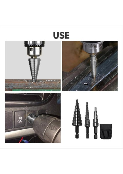 3pcs 3-12MM 4-12MM 4-20MM Hss Düz Olye Adım Matkap Bit Seti Ahşap Metal Delik Kesici Çekirdek Matkap Bit Seti (Yurt Dışından) fırsatları