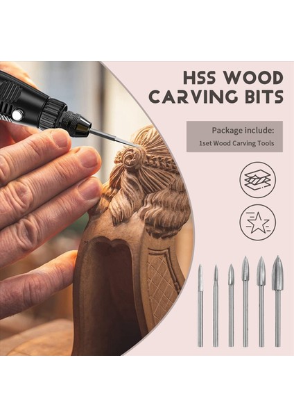 7pc Ahşap Oyma Araçları 1/8inch Shank Hss Gravür Matkap Aracı Ahşap El Sanatları Aksesuarları 4486 Dremel Aracı Için Chuck ile (Yurt Dışından) fırsatları