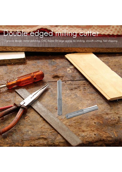 5pcs 6mm 22MM Çift Kenarlı Düz Yönlendirici Bitleri Düz Uç Freze Kesici 2 Flüt Cnc Kesme Tungsten Çelik Düz Yuva Biti Ahşap Işleme Için (Yurt Dışından) fırsatları