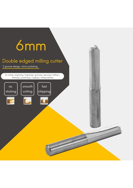 5pcs 6mm 22MM Çift Kenarlı Düz Yönlendirici Bitleri Düz Uç Freze Kesici 2 Flüt Cnc Kesme Tungsten Çelik Düz Yuva Biti Ahşap Işleme Için (Yurt Dışından) indirimleri