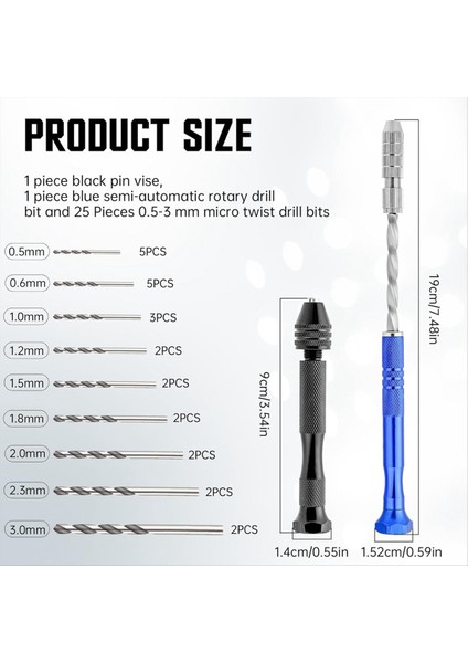 Reçine Döküm Için 25PC 0 5-3 mm Küçük Metal Manuel Matkap Bitleri ile Mikro Tip Pim Arası Mengene ve Bükülme Handdlill Rottery Aracı (Yurt Dışından) modelleri