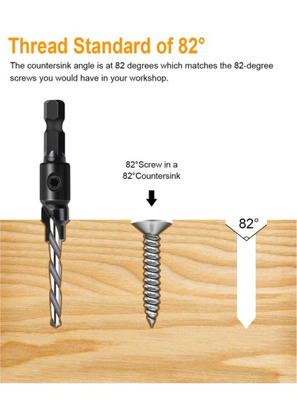 Counterk Matkap Bit Seti Ahşap Işleme Pah 1/4 Inç Hex Shank ile Karşı Lavabo Deliklerinde Ayarlanabilir Karşılıklı Araçlar (Yurt Dışından) fiyatları