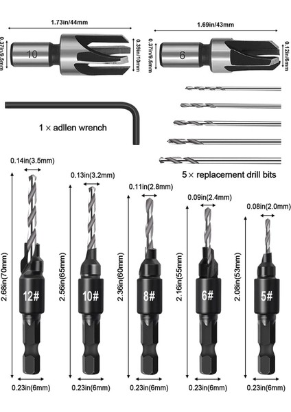 Counterk Matkap Bit Seti Ahşap Işleme Pah 1/4 Inç Hex Shank ile Karşı Lavabo Deliklerinde Ayarlanabilir Karşılıklı Araçlar (Yurt Dışından) fırsatları