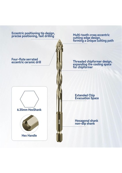 10PCS Yeni Dört Flüt Testere Dişi Eksantrik Matkap Biti Boyutu 5/6/8/10/10/12MM Ahşap Mermer Metal Cam Seramik Duvar Karoları B (Yurt Dışından) fırsatları