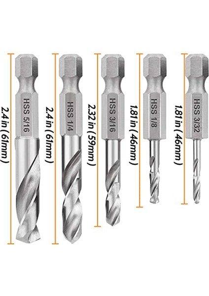 1/4 Hex Shank Matkap Bit Seti 5 Pcs Metal M2 Kısa Uzunluk Matkap Bit Çelik Için Set Hızlı Değişim Için Chuck (Yurt Dışından) fiyatları