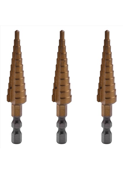 3pcs 1/4 Inç Hex Shank Hss Yüksek Hızlı Çelik Titanyum Kaplamalı Adım Matkap Bit 3-13MM (Yurt Dışından)