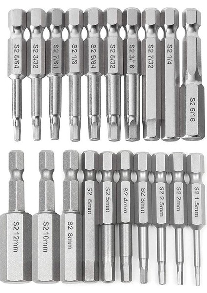 20PCS Hex Kafa Anahtarı Matkap Bit Seti Shank Hızlı Bırakma Manyetik Tornavida Bitleri Seti (Metrik +Sae) (Yurt Dışından)