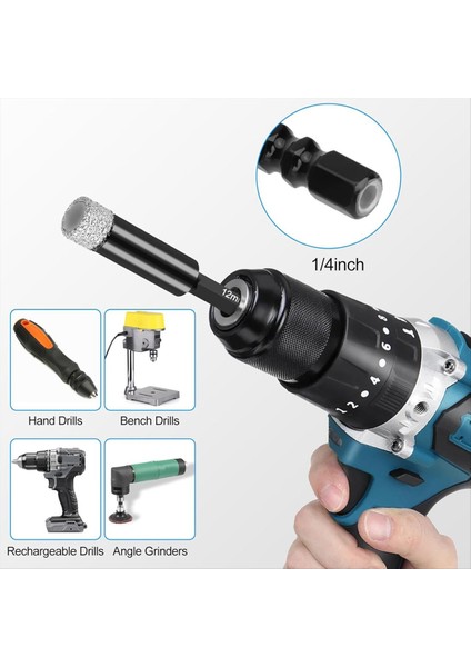 Elmas Matkap Bitleri Seti 12 Adet Kuru Elmas Deliği Hızlı Değişim Matkap Biti Tutucu Porselen Karo Cam Seramik Için (Yurt Dışından) indirimleri