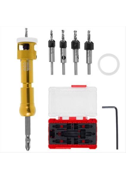 Ahşap Işleme Karşı Destek Matkap Adım Matkap Ahşap Kendi Kendine Dokunma Vidalı Punch Delikleri Matkap Bit Montaj Aracı A (Yurt Dışından)