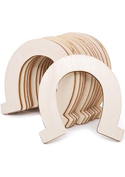 At Nalı Bitmemiş Ahşap Kesimler Dıy Zanaat Parti Düğün ve Doğum Günü Için Ahşap At Nalı 48PCS (Yurt Dışından)