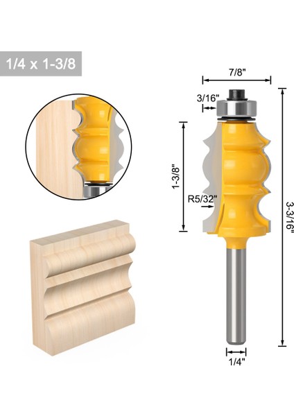 Mimari Kalıp Yönlendirici Bit Dekoratif Çizgi Oyma Sondaj Bit Köşe Profili Kesme Freze Kesici 1/4 Şey (Yurt Dışından) fiyatları