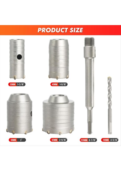 Beton Delik Testere Kiti 30 40 50 65MM Delik Matkap Bitleri Sds Plus Çekiç Matkapları Daire Matkap Bitleri Delik Testere Tuğla Için Set (Yurt Dışından) modelleri
