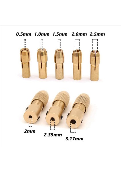 6 Set 0 5-3mm Pirinç Matkap Dremel Rotary Araçları Için Küçük Elektrikli Matkap Usları Kolet 3 Boyut -2 0mm 2 35MM 3 17MM (Yurt Dışından) fiyatları