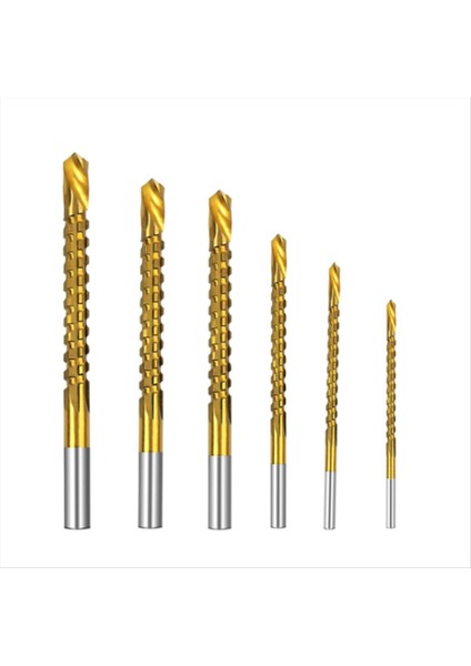 6pcs/set Titanyum Kaplamalı Matkap Ucu Spiral Pürüzlü Testere Tablası Matkap Ucu Kompozit Tatbikat Biti Bükülme Matkap Biti (Yurt Dışından)