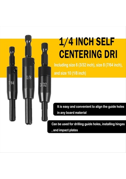 Bosch Için Benlik Merkezli Matkap Ucu 3/32 Inç 7/64 Inç 1/8 Inç Bit Tutucu Merkezi Bulma Matkap Ucu (Yurt Dışından) modelleri