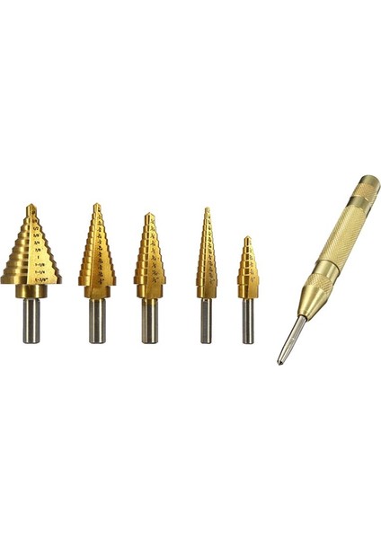 6pcs 1/4 3/8 Inç Hss Düz Oluk Adımı Matkap Biti Titanyum Kaplamalı Ahşap Metal Delik Kesici Çekirdek Sondaj Araçları Set (Yurt Dışından)