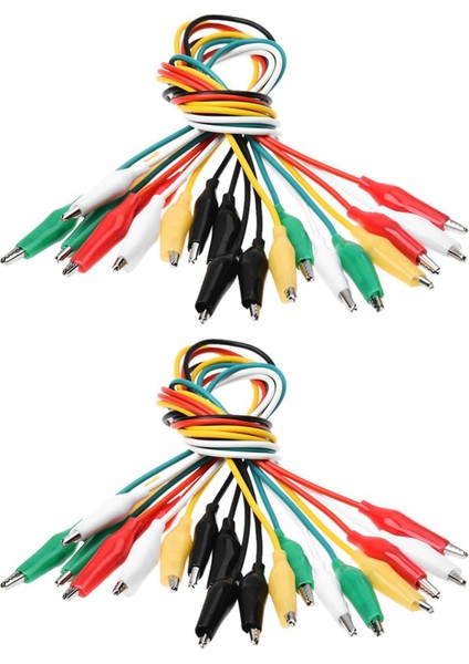 20PCS 5 Renkli Çift Uçlu Timsah Klipsleri Testi Kurşun Atlama Kablosu 50CM (Yurt Dışından)