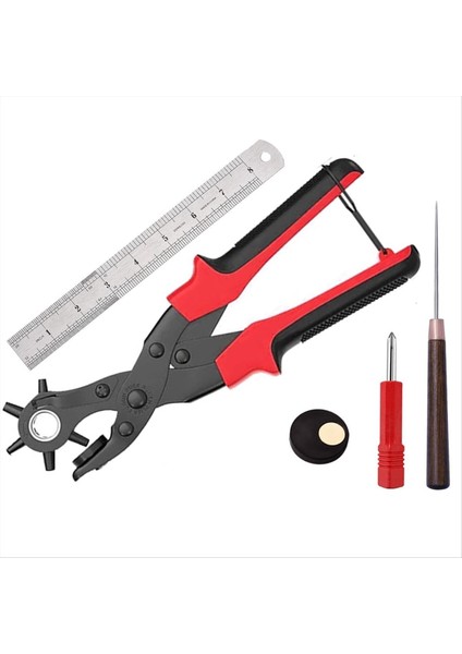 Deri Delik Yumruk Seti Profesyonel Döner Yumruk Pensi Kiti Süper Ağır Hizmet Döneri Yumruk Hassas Çok Delikli (Yurt Dışından)