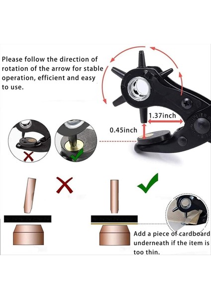 Deri Delik Yumruk Seti Profesyonel Döner Yumruk Pensi Kiti Süper Ağır Hizmet Döneri Yumruk Hassas Çok Delikli (Yurt Dışından) modelleri