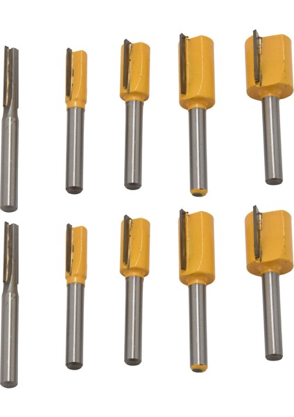 10 Parçalı Düz Dado Yönlendirici Bit Seti 1/4 Inç 3/8 Inç 1/2 Inç 5/8 Inç 3/4 Inç 1/4 Inç Şaft (Sarı) (Yurt Dışından)