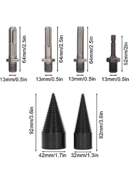 6 Kütük Ayırıcı Bit Paketi 32MM 42MM Çıkarılabilir Bölünebilir Koni Yakacak Odun Ayırıcı Bitleri 4 Saplı (Yurt Dışından) fiyatları