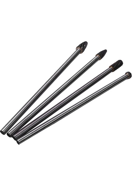 4pcs Uzunluğunda Rotary Burr Çift Kesim Tungsten Karbür Bit 1/4 Inç Sap 6 Inç Set (Yurt Dışından)