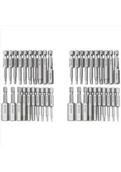 40PCS Hex Kafa Anahtarı Matkap Bit Seti Shank Hızlı Bırakma Manyetik Tornavida Bitleri Seti (Metrik +Sae) (Yurt Dışından)