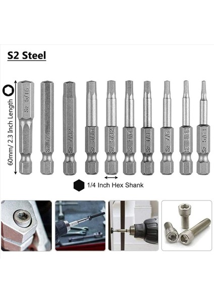 40PCS Hex Kafa Anahtarı Matkap Bit Seti Shank Hızlı Bırakma Manyetik Tornavida Bitleri Seti (Metrik +Sae) (Yurt Dışından) fırsatları