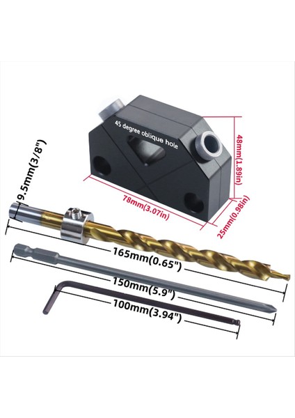 Cep Deliği Jig Kit-45 ° Punch Bulucu Açısı Ahşap Işleme Alet Deliği Vidalı Jig Konumlandırıcı Dökme Dübel Matkap Kılavuzu Marangoz (Yurt Dışından) fırsatları