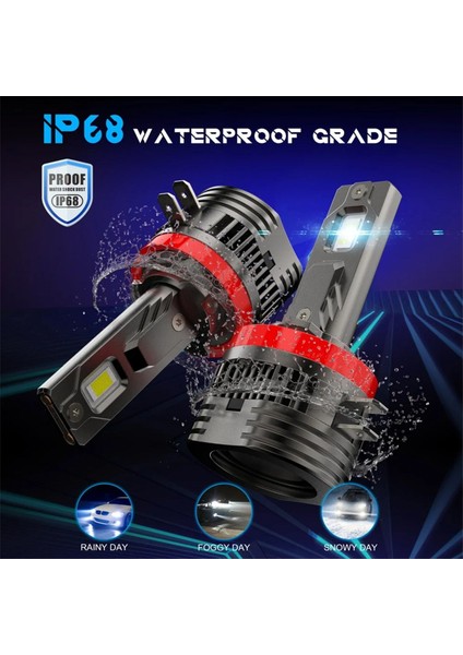 2pcs H11B LED Far Ampul Turbo 80W 30000LM Düşük Işın Yüksek Kiriş 6000K Beyaz Ford Fiesta Kia Hyundai Fiş ve Oyun (Yurt Dışından) modelleri