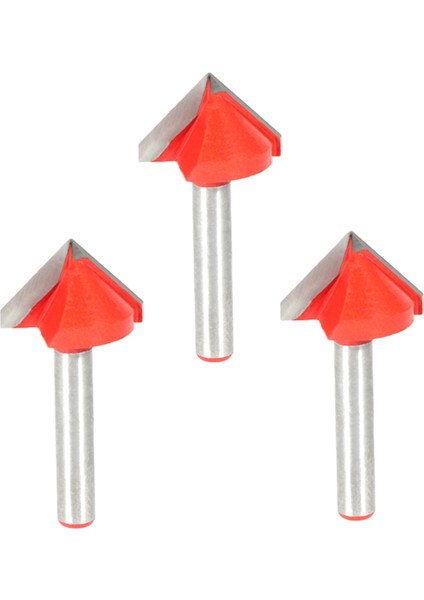 3x Cnc Gravür V Groove Bit 3D Bit Yönlendirici Oyma Kesici Aracı 90 Derece 6MMX22MM (Yurt Dışından)