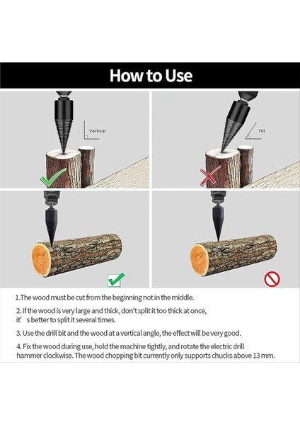 Easysplit Matkap Bit Kolay Bölünmüş Matkap Bit Ağır Hizmetli Koni Matkap Bit Yakacak Odun Matkap Bitliği Ahşap Ayrıştırıcı 32/42/45MM (Yurt Dışından) indirimleri