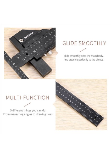 3x Çok Ölçer Ahşap Işleme Çok Fonksiyonlu Cetvel Angle Cetvel Ağaç Işleme Araçları (Yurt Dışından) modelleri