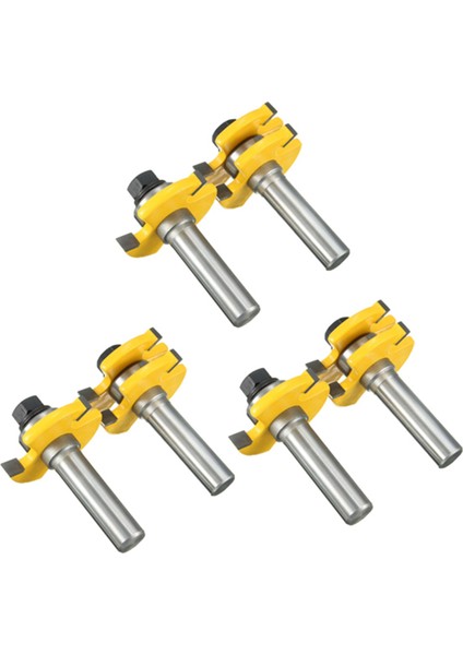 Dil ve Oluk Seti Yönlendirici Bit Seti Ahşap Kapı Döşeme 3 Diş Ayarlanabilir 1/2 Inç Şaft Ahşap Değirmen Kesici (6pcs) (Yurt Dışından)