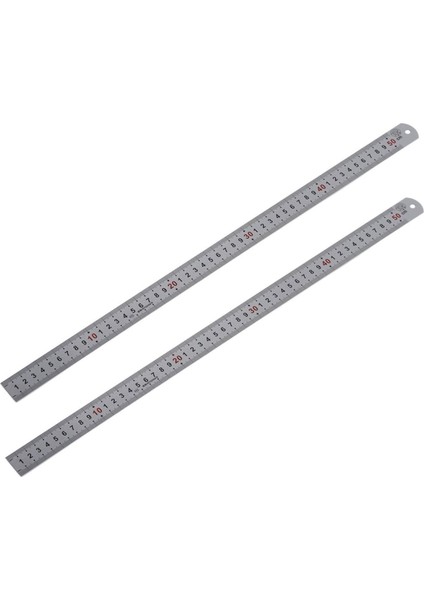 2x Çift Yan Ölçekli Paslanmaz Çelik Düz Cetvel Ölçüm Aracı 50CM (Yurt Dışından)
