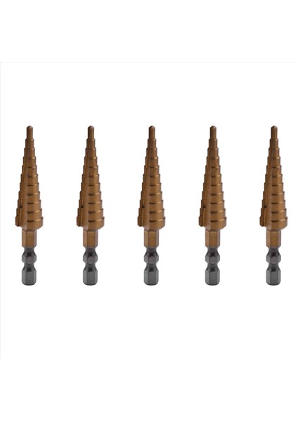 5pcs 1/4 Inç Hex Shank Hss Yüksek Hızlı Çelik Titanyum Kaplamalı Adım Matkap Bit 3-13MM (Yurt Dışından)