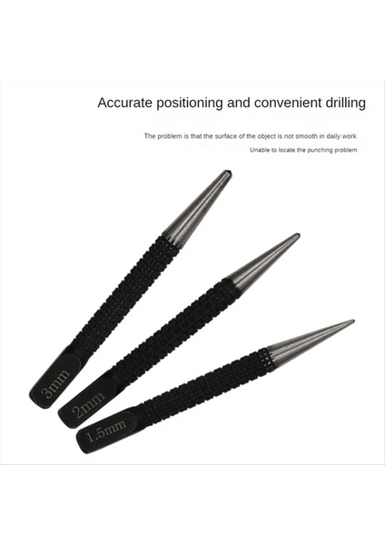 3pc Center Punch Konumlandırma Punch Drilling Fixer Siyah Silindirik Tırnak Yumruk Pimi Alet Aksesuarları 1 5mm/2mm/3mm (Yurt Dışından) fırsatları