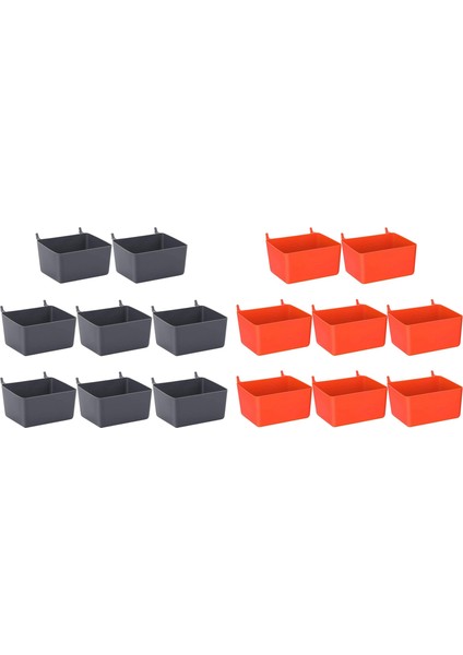 16PCS Pegboard Kutuları Kit Pegboard Parçaları Depolama Pegboard Aksesuarları Çalışma Tezgahı Kutuları - 8pcs Gri ve 8pcs Kırmızı (Yurt Dışından)