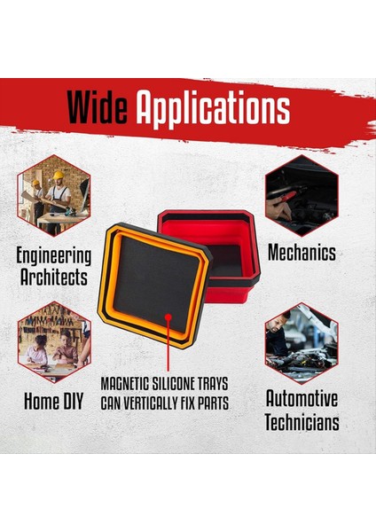 Katlama Manyetik Parça Araçları Tepsi Seti 4 Pack Foldable 4 5 Inç Kare Silikon Kaseler Çift Taraflı Manyetik Bazlı (Yurt Dışından) fırsatları