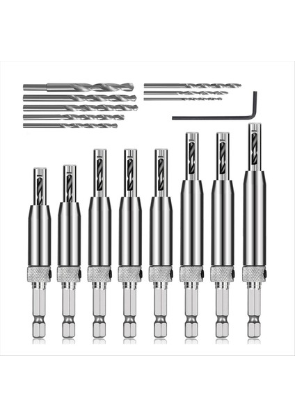 16PCS Kendi Kendini Merkezleme Matkap Bit Seti 1/4 Inç Hex Shank Kendinden Merkezleme Menteşe Çekirdek Matkap Bit Pencere Kapısı Menteşe (Yurt Dışından)