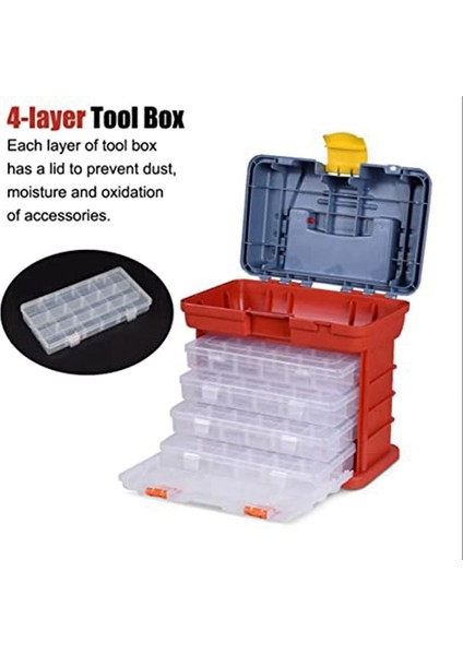 4 Katmanlı ve 72 Bölmeli Çıkarılabilir Araç Kutusu Vidaları Somunları ve Anahtarları Yerleştirebilir Kapasite Taburesi Taşıma Sapı (Yurt Dışından) modelleri