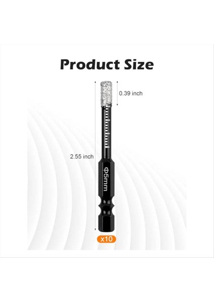 10PCS Kuru Elmas Matkap Bitleri Seti Karo Seramik Granitemarble Taş Sert Malzemeler Için 3/16 Inç Hex Shanktile Çekirdek Matkap Ucu (Yurt Dışından) modelleri