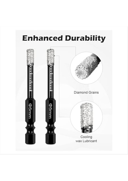 10PCS Kuru Elmas Matkap Bitleri Seti Karo Seramik Granitemarble Taş Sert Malzemeler Için 3/16 Inç Hex Shanktile Çekirdek Matkap Ucu (Yurt Dışından) fırsatları