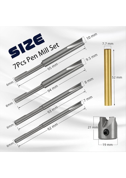 7pcs Kalem Fabrikası Seti Pilot Kesici Milleri ile Kalem Namlu Düzeltme Sistemi 7mm 8mm 3/8 Inç 10MM Değirmen Düzeltici Seti (Yurt Dışından) indirimleri