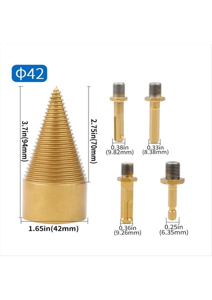 5 Adet Matkap Ucu Çıkarılabilir Koniler Çıra Ahşap Bölme Kütükleri Bitler Ağır Hizmet Tipi Elektrik Matkapları (42MM/1 65 Inç) (Yurt Dışından)