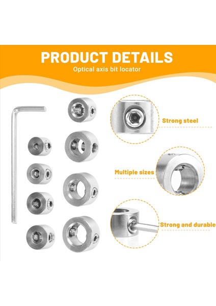 9pcs/set Ahşap Işleme Matkap Durdurucu Konumlandırma Durdurma Halkası Sondaj Derinlik Kontrolör Paslanmaz Çelik Üçlü Bağlantılar (Yurt Dışından) fırsatları