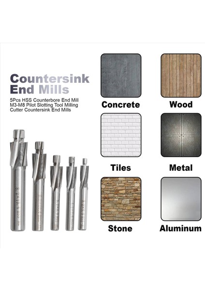 5pcs Hss Karşıdoğu End Mill M3-M8 Pilot Dışlama Aracı Freze Kesici Counterk End Mills (Yurt Dışından) indirimleri
