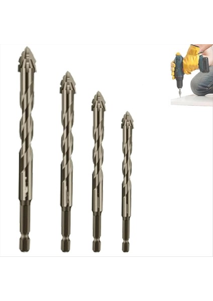 4pcs Dört Flüt Testere Dişi Eksantrik Matkap Ucu Yüksek Sertlik Eğreli Kafalı Eksantrik Matkap Bitleri 6MM+8MM+10MM+12MM (Yurt Dışından) fiyatları