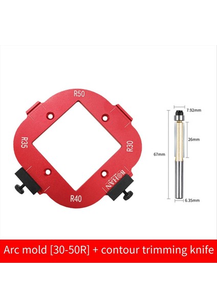 4-1 Arada Ark Açısı Konumlandırma Şablonu Yönlendirici Köşe Yarıçapı Şablonu Köşe Yarıçapı Jig Yönlendirici Şablonu Yeniden Kullanılabilir 30-50R (Yurt Dışından) fiyatları